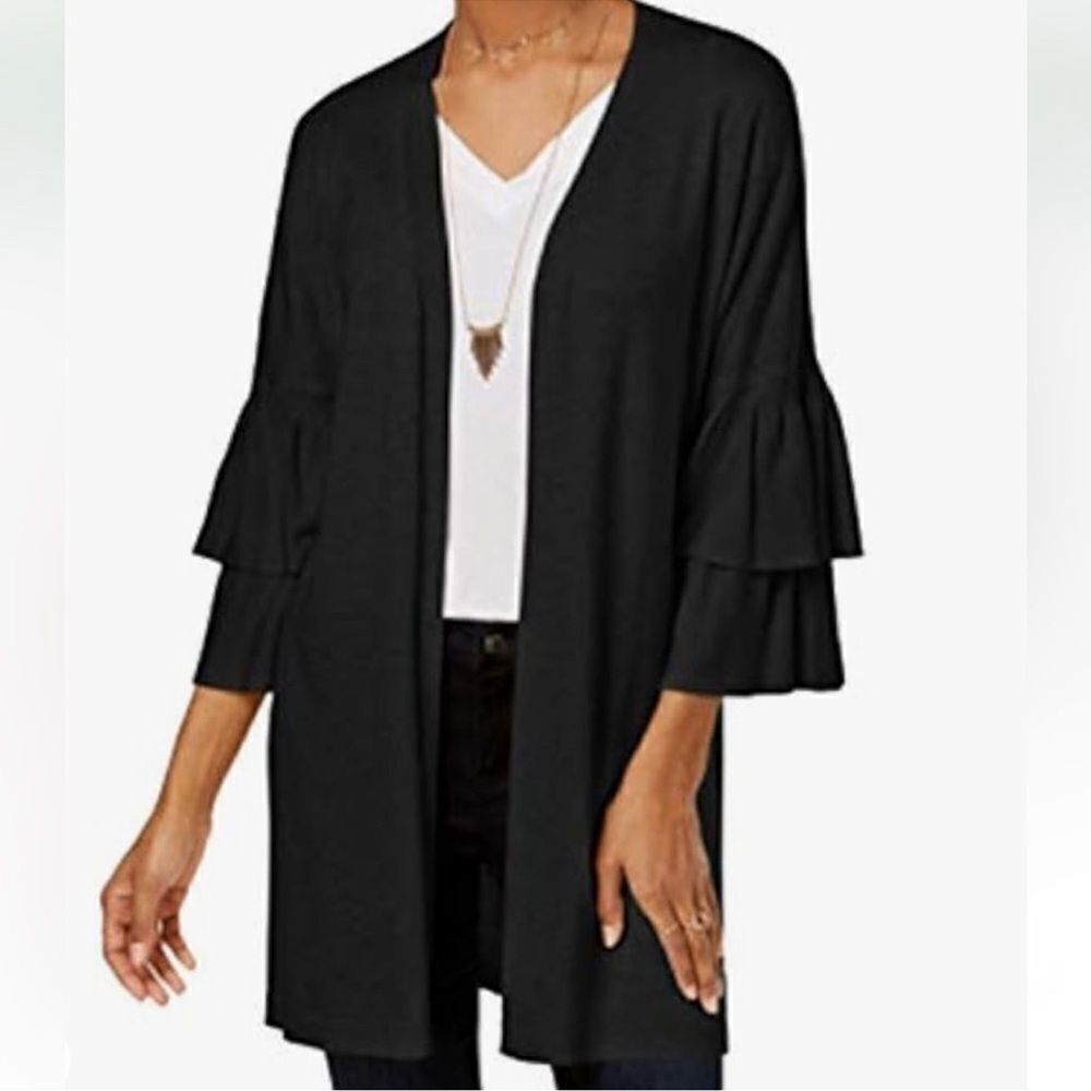 Chelsea28 Gray Crop Open Front Wool Blend Jacket (Size Large)